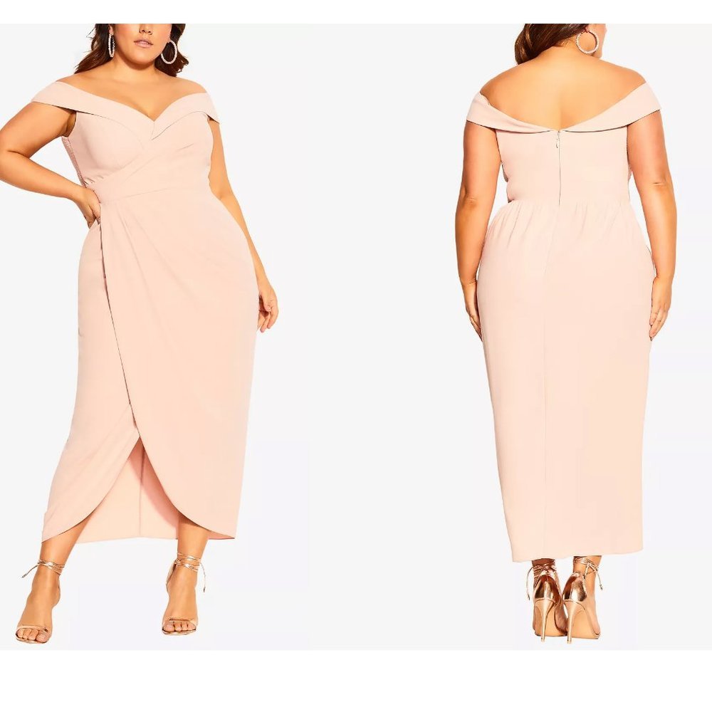 CITY CHIC Ripple Love Dress - ballet pink
